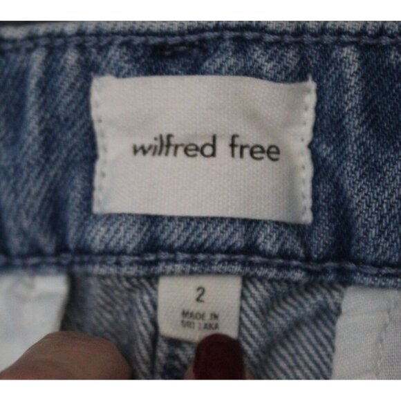 Aritzia Wilfred Free Womens Wide Leg Jeans Size 2 Blue Pleated Baggy - Picture 2 of 6
